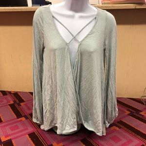 Vintage Havana Drape Front Blouse Teal